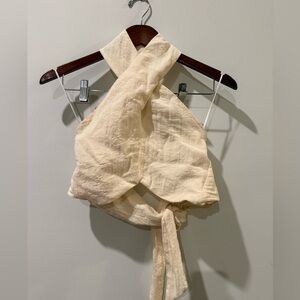 H&M Cream Halter Wrap Blouse Size XS